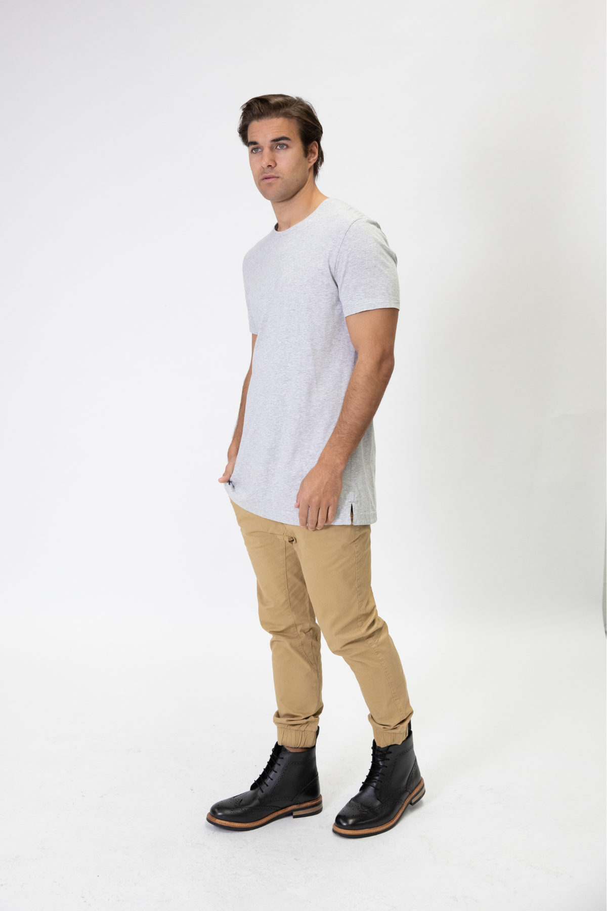 Grey Organic Cotton T-Shirt For Tall Men