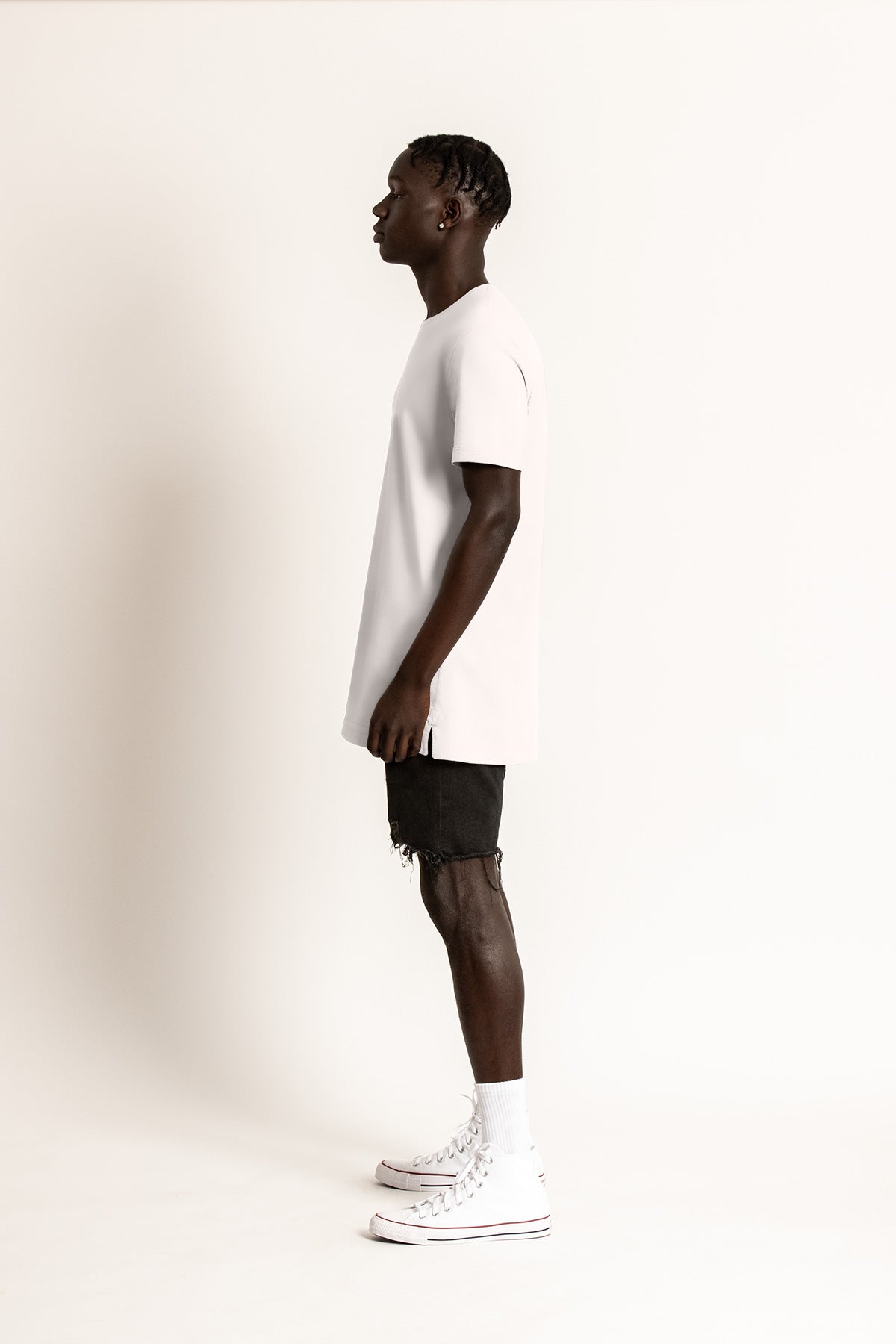 Mister Bladin White Australian made ethical sustainable organic cotton mens tshirt tall guy tees and shirts for tall men