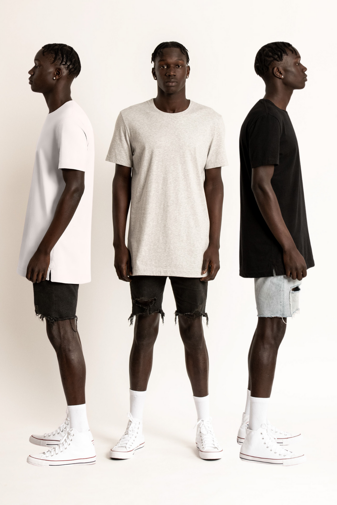 Black, White and Grey Bundle: Organic Cotton T-Shirts For Tall Men