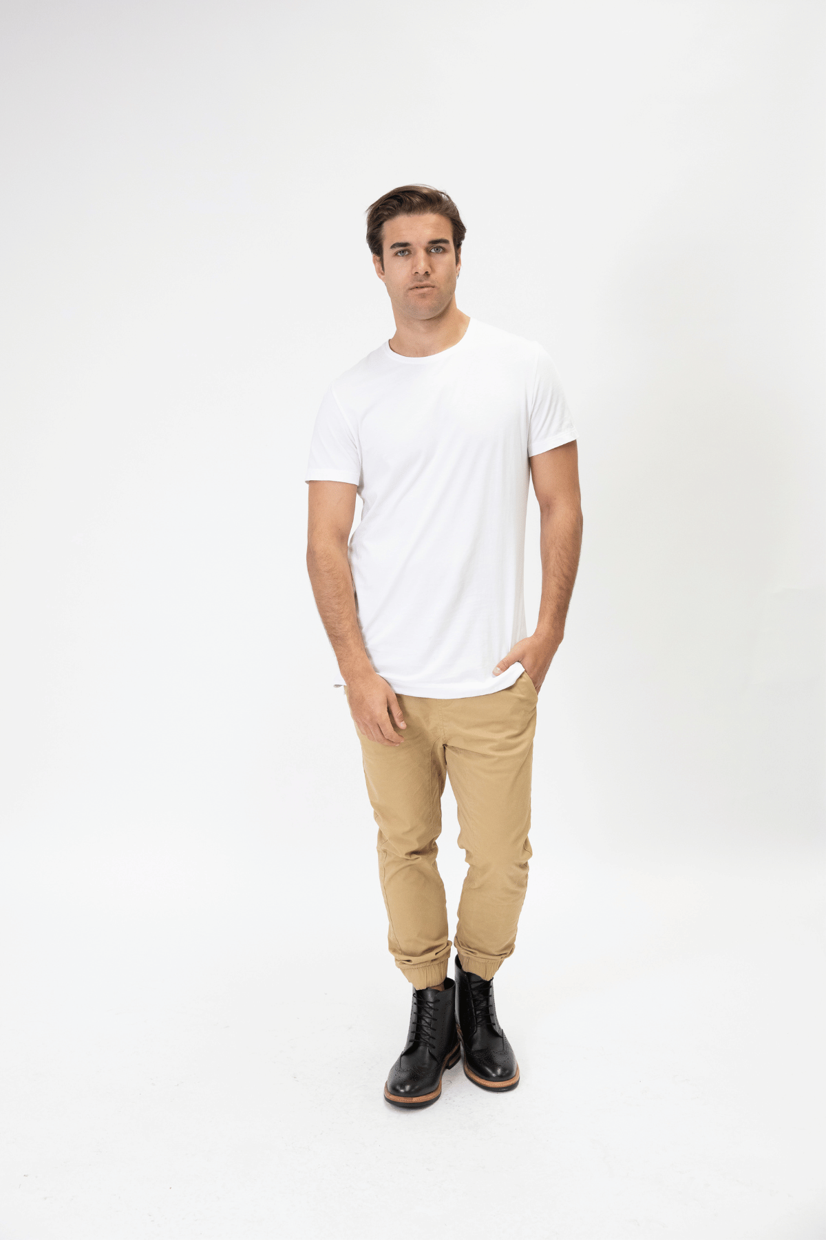 Short Sleeve Organic Cotton Straight Hem White T-Shirt