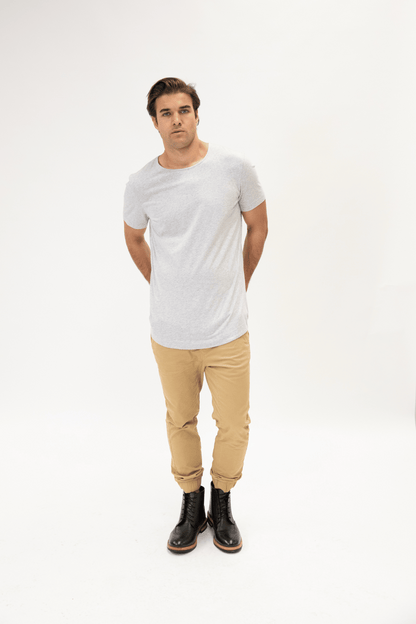 Short Sleeve Organic Cotton Straight Hem Grey T-Shirt