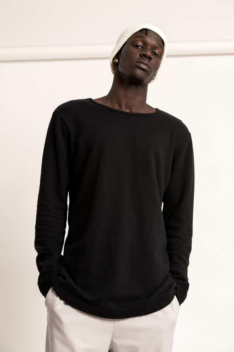Mister Bladin ethical sustainable organic mens tshirts made in australia cotton BASICS menswear black sweater 